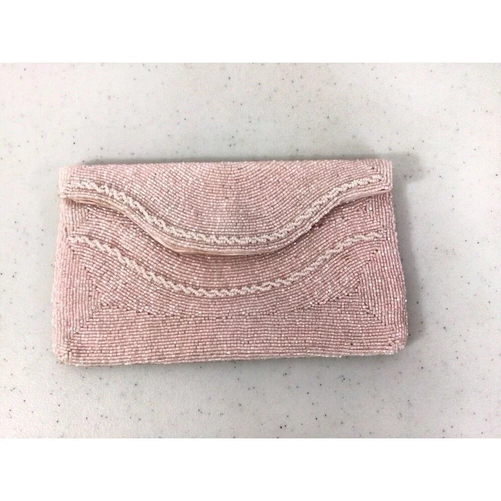 Richer Pink Sequin Beaded Bag Clutch Made in Japan